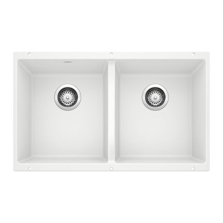 Blanco Precis 29 - 3/4 Inch Equal Double Bowl Silgranit Undermount Kitchen Sink 50/50 - BUILDMYPLACE