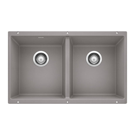 Blanco Precis 29 - 3/4 Inch Equal Double Bowl Silgranit Undermount Kitchen Sink 50/50 - BUILDMYPLACE
