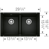 Blanco Precis 29 - 3/4 Inch Equal Double Bowl Silgranit Undermount Kitchen Sink 50/50 - BUILDMYPLACE