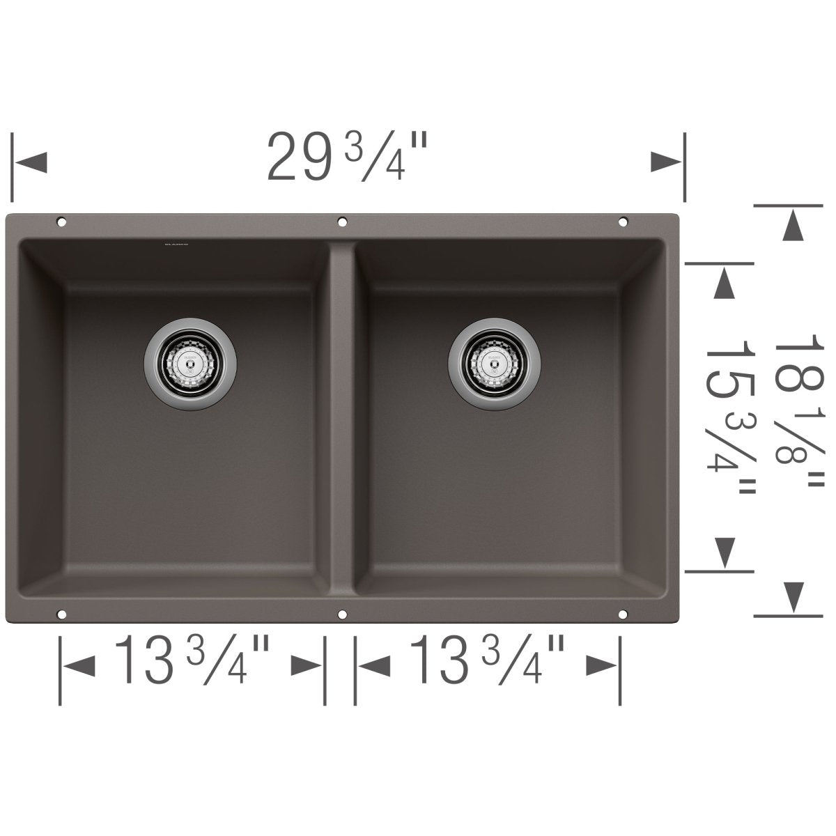 Blanco Precis 29 - 3/4 Inch Equal Double Bowl Silgranit Undermount Kitchen Sink 50/50 - BUILDMYPLACE