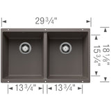 Blanco Precis 29 - 3/4 Inch Equal Double Bowl Silgranit Undermount Kitchen Sink 50/50 - BUILDMYPLACE