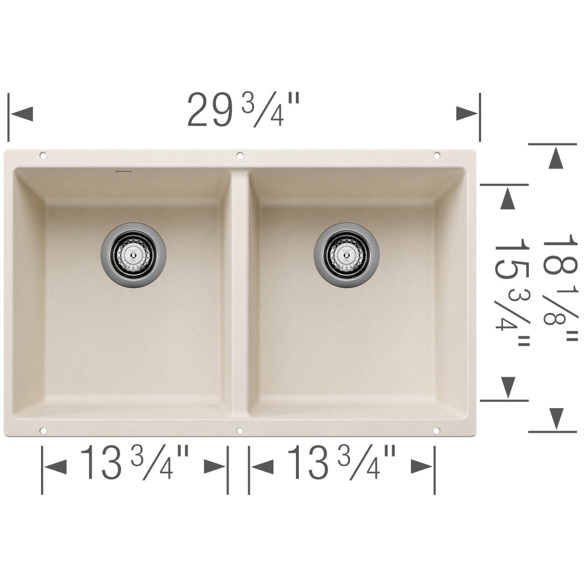 Blanco Precis 29 - 3/4 Inch Equal Double Bowl Silgranit Undermount Kitchen Sink 50/50 - BUILDMYPLACE