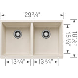 Blanco Precis 29 - 3/4 Inch Equal Double Bowl Silgranit Undermount Kitchen Sink 50/50 - BUILDMYPLACE