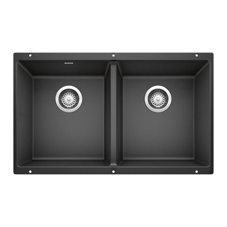 Blanco Precis 29 - 3/4 Inch Equal Double Bowl Silgranit Undermount Kitchen Sink 50/50 - BUILDMYPLACE