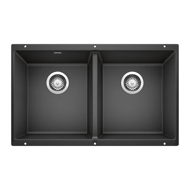 Blanco Precis 29 - 3/4 Inch Equal Double Bowl Silgranit Undermount Kitchen Sink 50/50 - BUILDMYPLACE