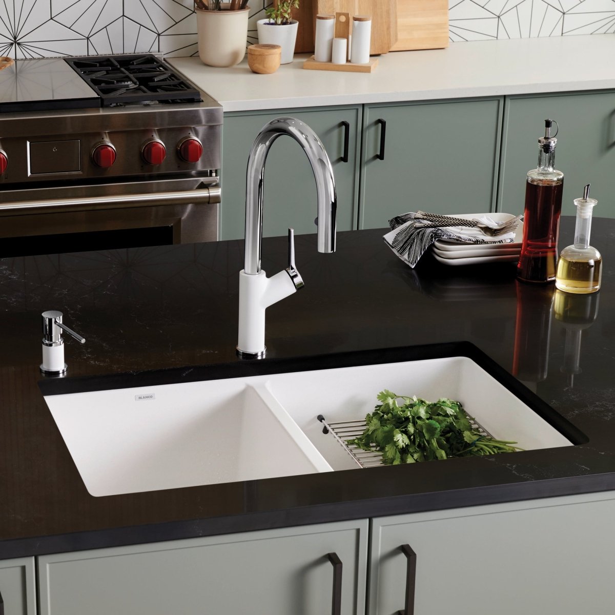 Blanco Precis 29 - 3/4 Inch Equal Double Bowl Silgranit Undermount Kitchen Sink 50/50 - BUILDMYPLACE