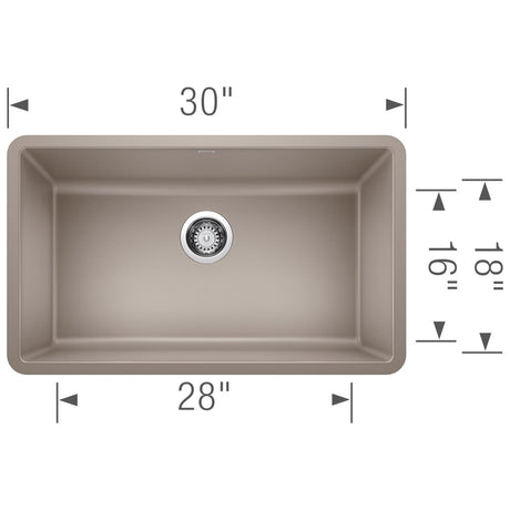 Blanco Precis 30 inch Single Bowl Silgranit Undermount Kitchen Sink - BUILDMYPLACE