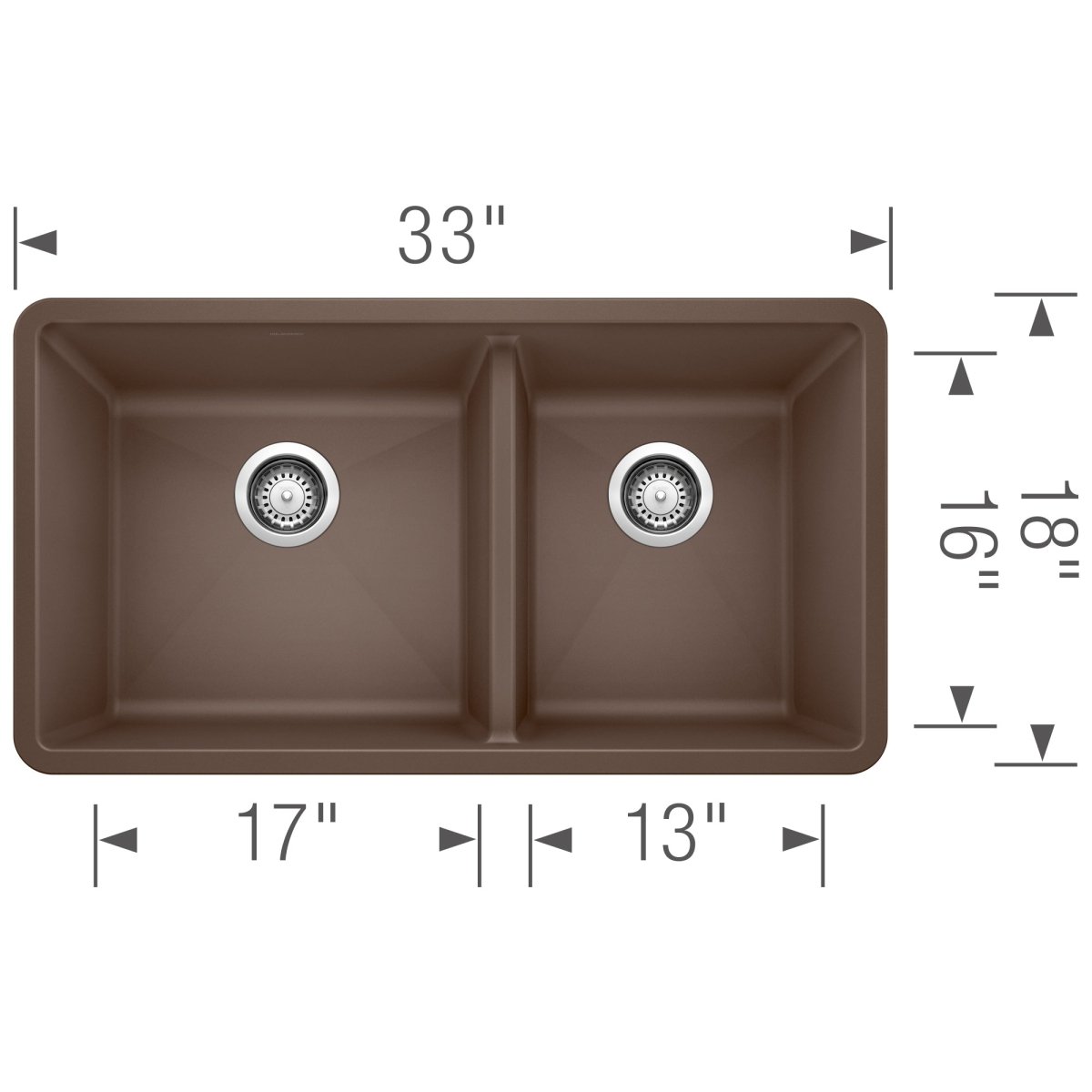 Blanco Precis 33 Inch Double Bowl Silgranit Undermount Kitchen Sink - 60/40 - BUILDMYPLACE