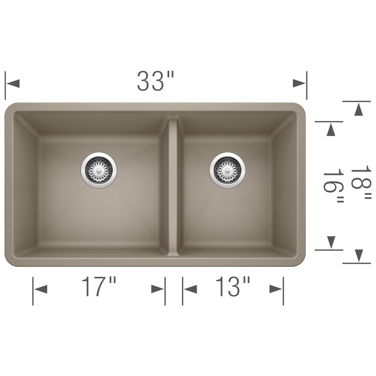 Blanco Precis 33 Inch Double Bowl Silgranit Undermount Kitchen Sink - 60/40 - BUILDMYPLACE