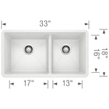 Blanco Precis 33 Inch Double Bowl Silgranit Undermount Kitchen Sink - 60/40 - BUILDMYPLACE