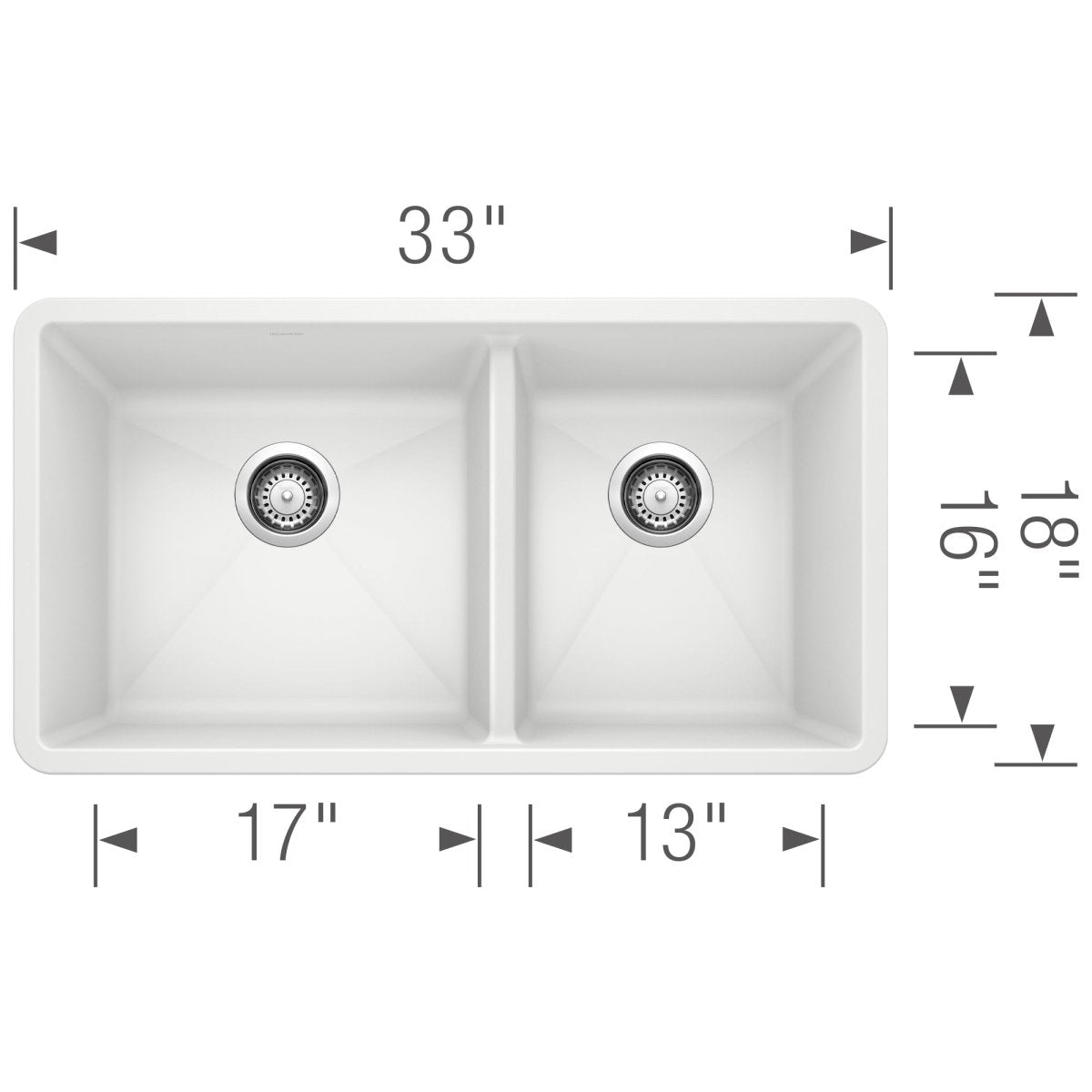 Blanco Precis 33 Inch Double Bowl Silgranit Undermount Kitchen Sink - 60/40 - BUILDMYPLACE