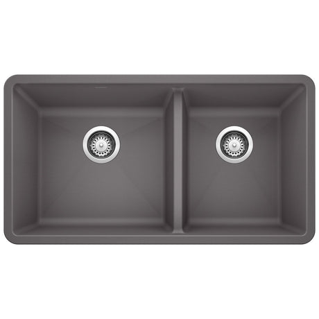 Blanco Precis 33 Inch Double Bowl Silgranit Undermount Kitchen Sink - 60/40 - BUILDMYPLACE