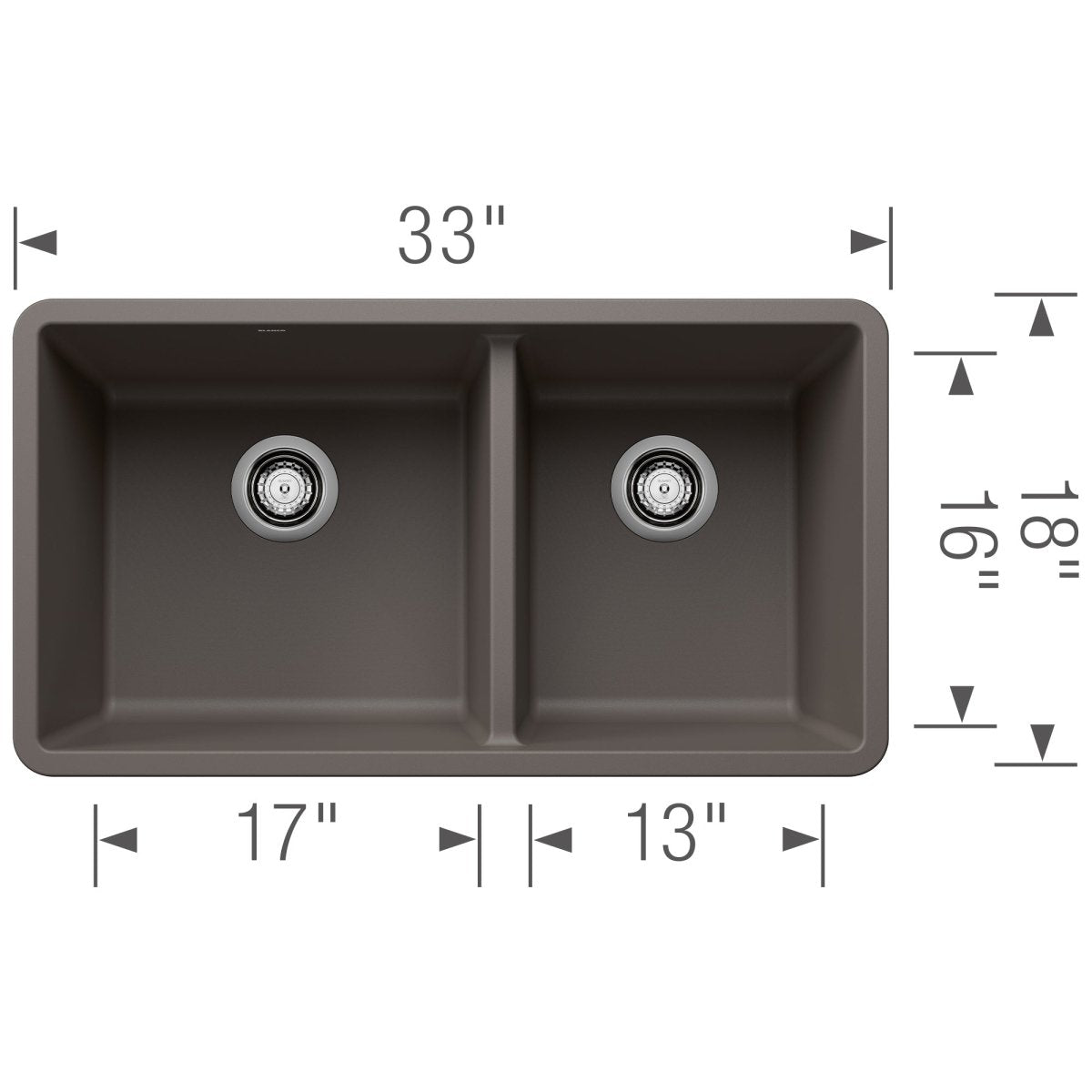 Blanco Precis 33 Inch Double Bowl Silgranit Undermount Kitchen Sink - 60/40 - BUILDMYPLACE