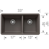 Blanco Precis 33 Inch Double Bowl Silgranit Undermount Kitchen Sink - 60/40 - BUILDMYPLACE