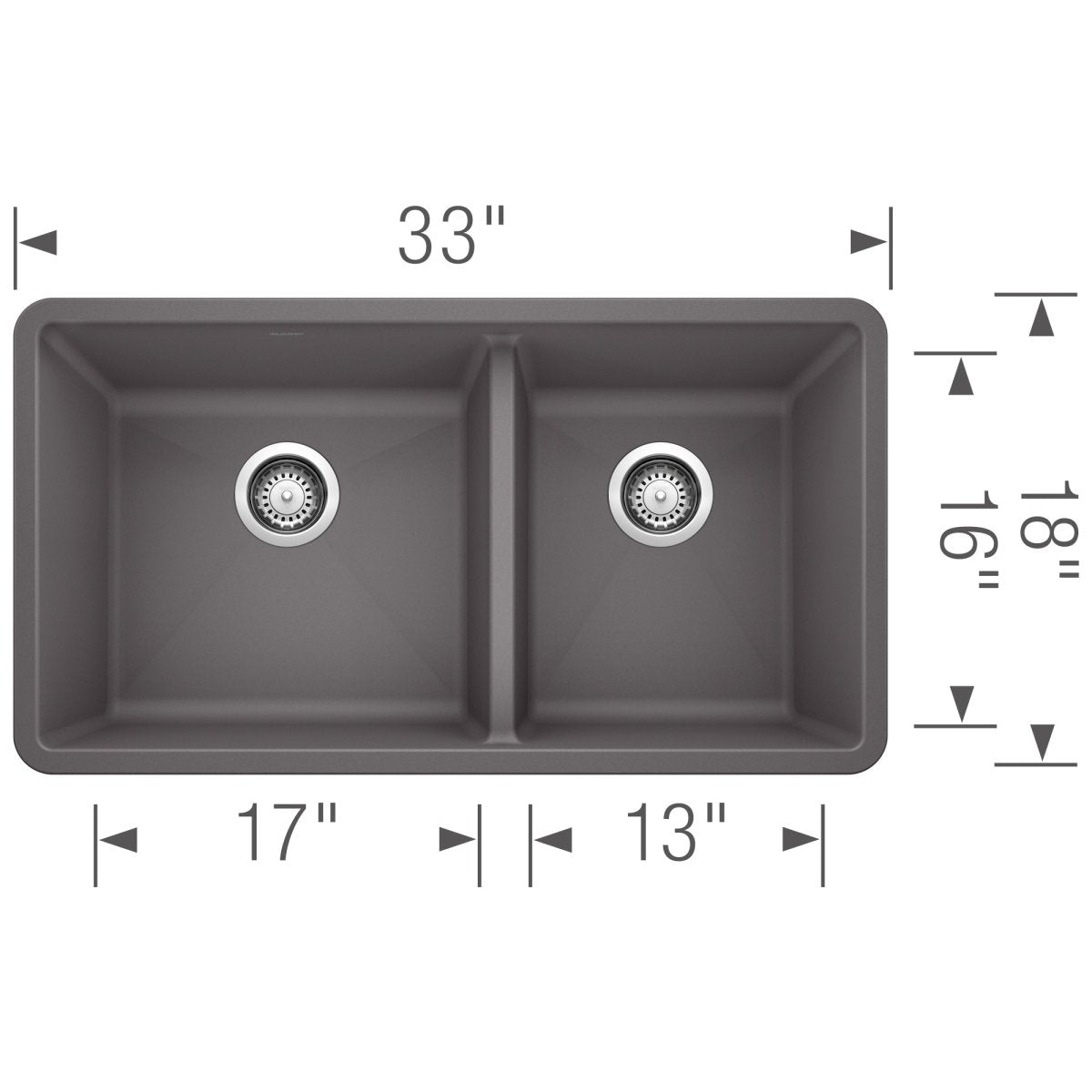 Blanco Precis 33 Inch Double Bowl Silgranit Undermount Kitchen Sink - 60/40 - BUILDMYPLACE