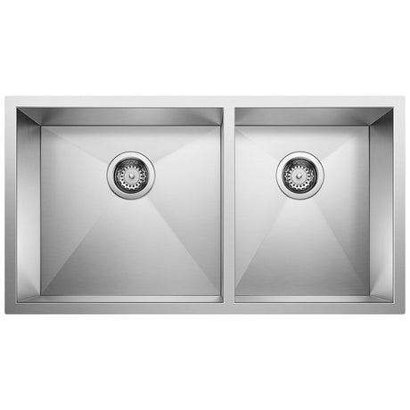 Blanco Precision 16" R10 1 - 3/4 Double Bowl Kitchen Sink - BUILDMYPLACE