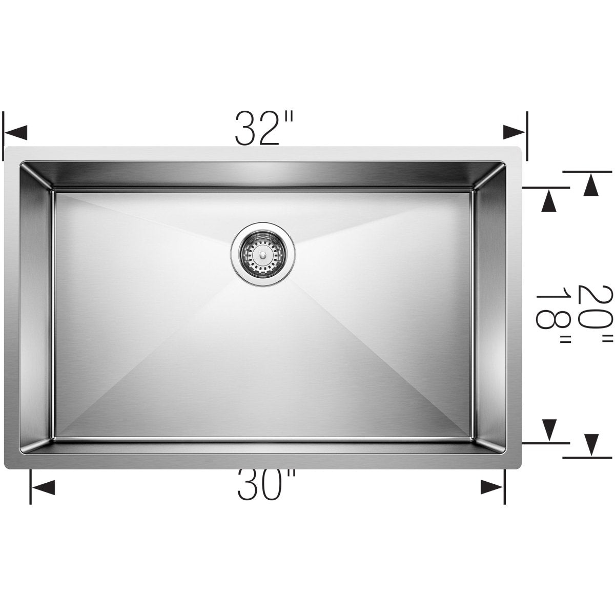 Blanco Precision 32 Inch R10 Super Single Bowl Stainless Steel Undermount Kitchen Sink - BUILDMYPLACE