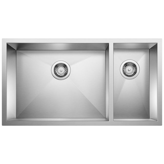 Blanco Precision 33 Inch R0 1 - 1/2 Double Bowl Kitchen Sink - 70/30 Bowl Split - BUILDMYPLACE