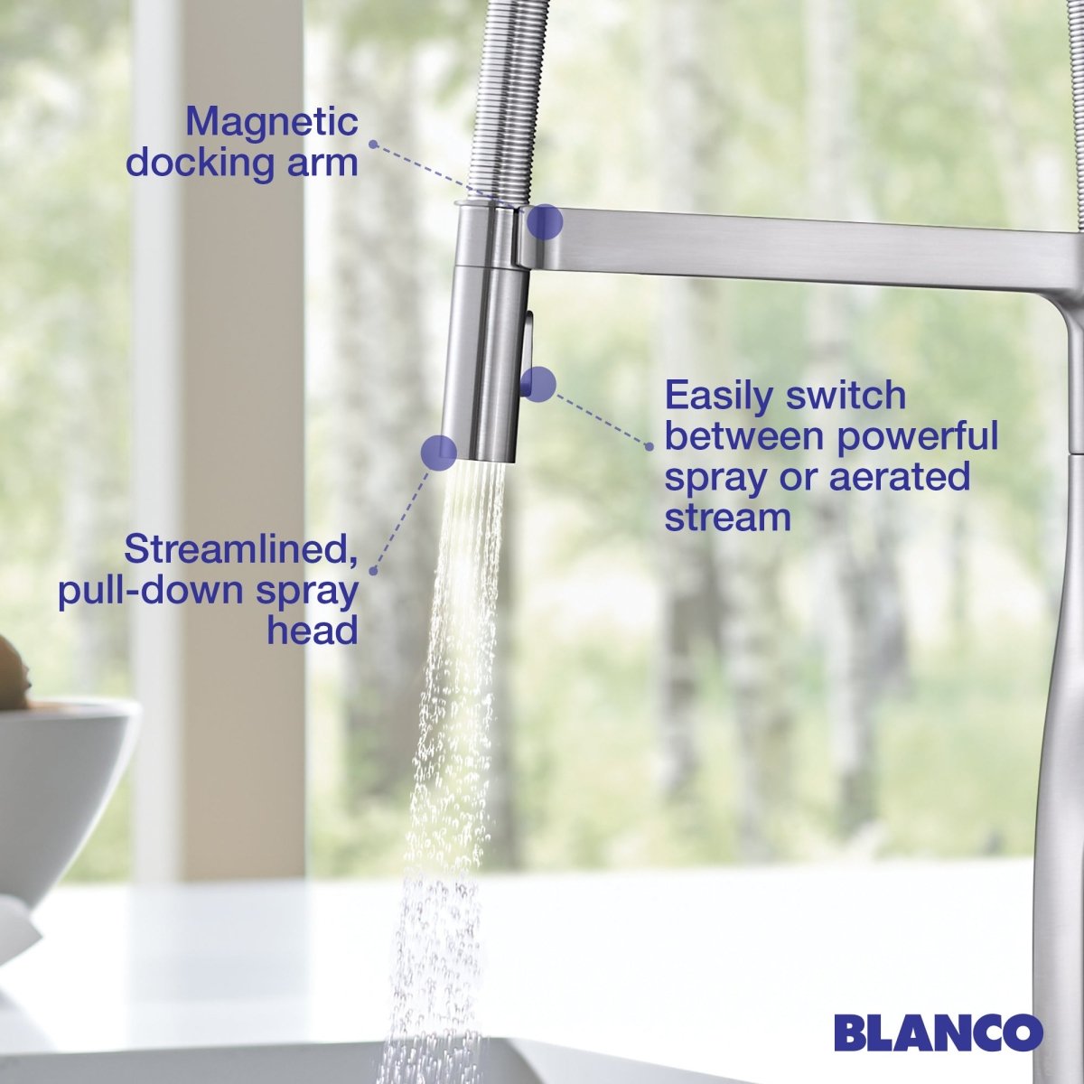 Blanco Rivana 1.5 GPM Kitchen Faucet Single Hole Pre - Rinse Pull Out - BUILDMYPLACE