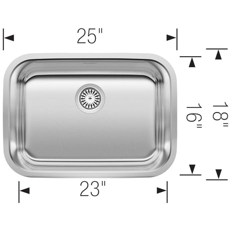 Blanco Stellar 25 Inch Stainless Steel Undermount Kitchen Sink - BUILDMYPLACE