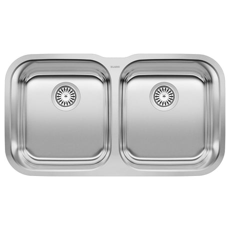 Blanco Stellar 33 Inch Double Equal Bowl Stainless Steel Undermount Kitchen Sink 50/50 - BUILDMYPLACE