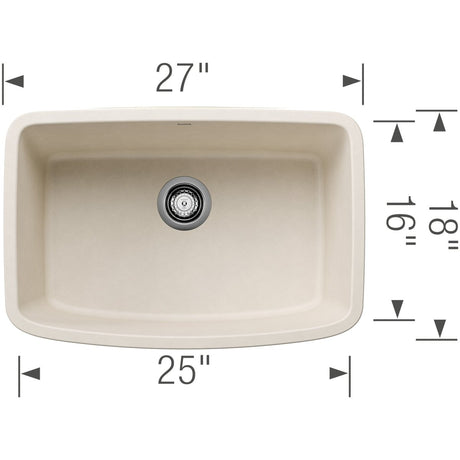 Blanco Valea 27 Inch Silgranit Single Bowl Undermount Kitchen Sink - BUILDMYPLACE