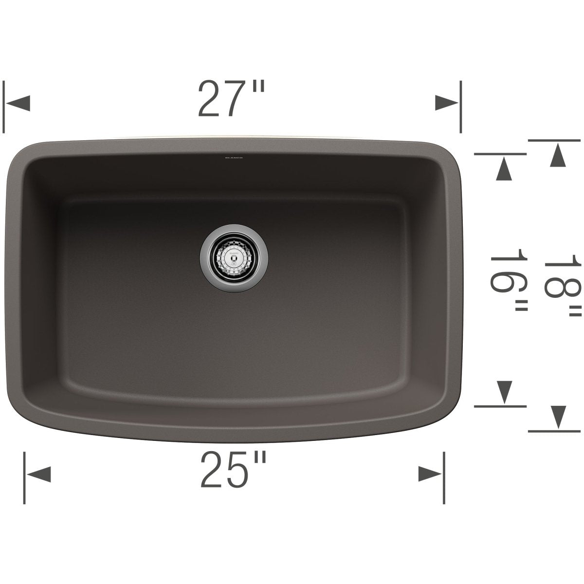 Blanco Valea 27 Inch Silgranit Single Bowl Undermount Kitchen Sink - BUILDMYPLACE