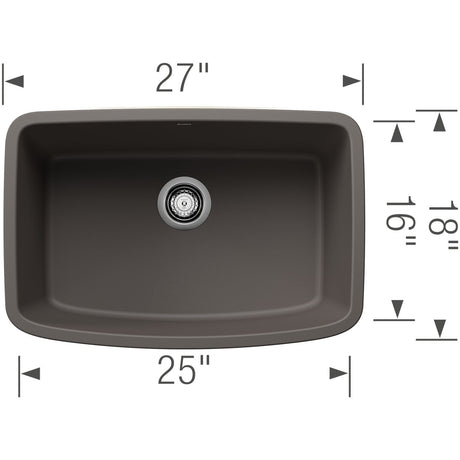 Blanco Valea 27 Inch Silgranit Single Bowl Undermount Kitchen Sink - BUILDMYPLACE