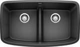 Blanco Valea 32 Inch Silgranit Double Bowl Undermount Kitchen Sink with Low Divide - 50/50 - BUILDMYPLACE