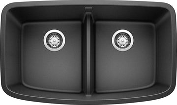 Blanco Valea 32 Inch Silgranit Double Bowl Undermount Kitchen Sink with Low Divide - 50/50