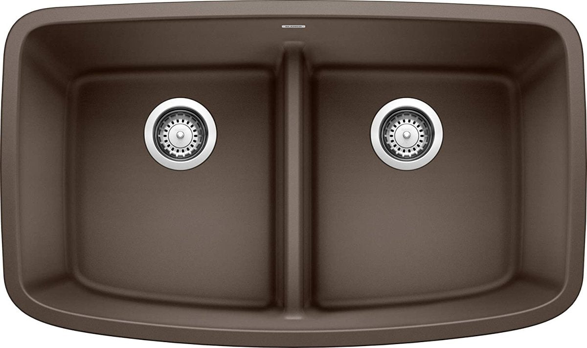 Blanco Valea 32 Inch Silgranit Double Bowl Undermount Kitchen Sink with Low Divide - 50/50 - BUILDMYPLACE