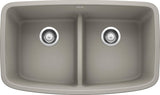 Blanco Valea 32 Inch Silgranit Double Bowl Undermount Kitchen Sink with Low Divide - 50/50 - BUILDMYPLACE