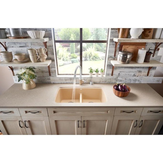 Blanco Valea 32 Inch Silgranit Double Bowl Undermount Kitchen Sink with Low Divide - 50/50 - BUILDMYPLACE