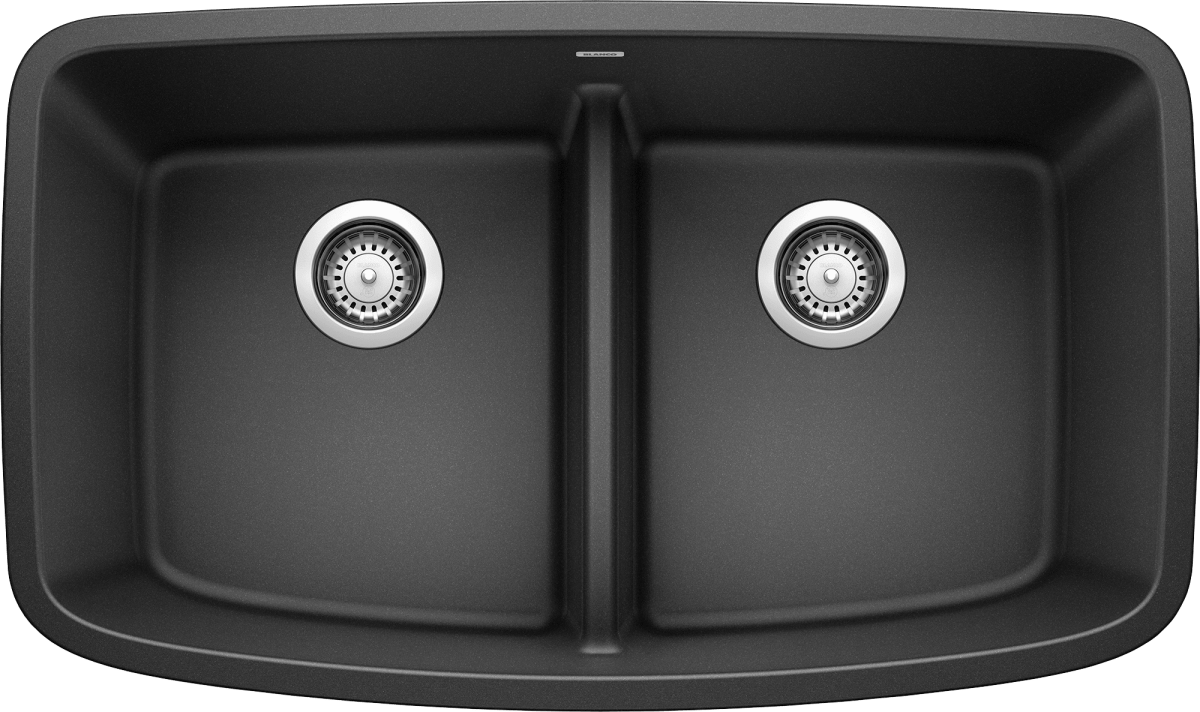 Blanco Valea 32 Inch Silgranit Double Bowl Undermount Kitchen Sink with Low Divide - 50/50 - BUILDMYPLACE