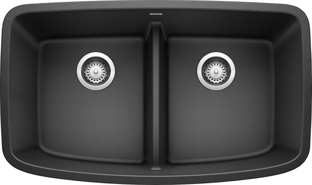 Blanco Valea 32 Inch Silgranit Double Bowl Undermount Kitchen Sink with Low Divide - 50/50 - BUILDMYPLACE