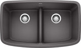 Blanco Valea 32 Inch Silgranit Double Bowl Undermount Kitchen Sink with Low Divide - 50/50 - BUILDMYPLACE