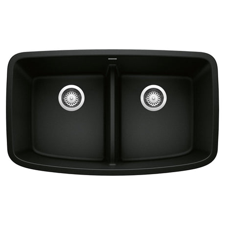 Blanco Valea 32 Inch Silgranit Double Bowl Undermount Kitchen Sink with Low Divide - 50/50 - BUILDMYPLACE