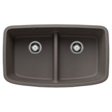 Blanco Valea 32 Inch Silgranit Double Bowl Undermount Kitchen Sink with Low Divide - 50/50 - BUILDMYPLACE