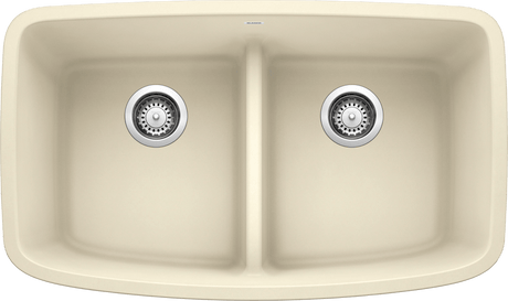 Blanco Valea 32 Inch Silgranit Double Bowl Undermount Kitchen Sink with Low Divide - 50/50 - BUILDMYPLACE