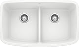 Blanco Valea 32 Inch Silgranit Double Bowl Undermount Kitchen Sink with Low Divide - 50/50 - BUILDMYPLACE