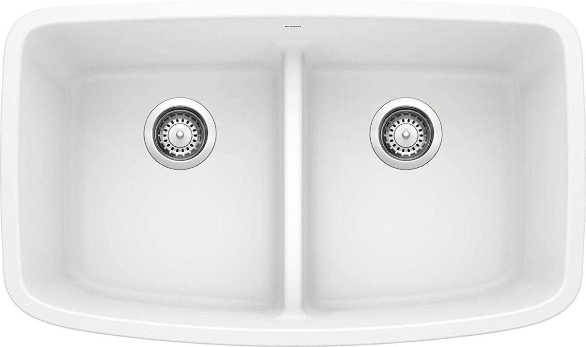 Blanco Valea 32 Inch Silgranit Double Bowl Undermount Kitchen Sink with Low Divide - 50/50 - BUILDMYPLACE