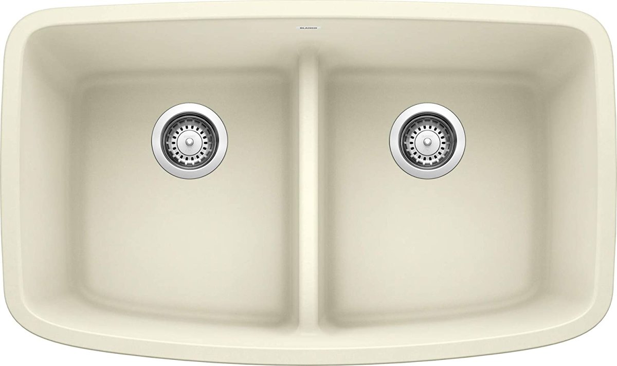 Blanco Valea 32 Inch Silgranit Double Bowl Undermount Kitchen Sink with Low Divide - 50/50 - BUILDMYPLACE