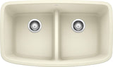 Blanco Valea 32 Inch Silgranit Double Bowl Undermount Kitchen Sink with Low Divide - 50/50 - BUILDMYPLACE