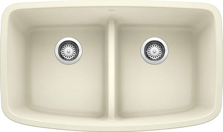 Blanco Valea 32 Inch Silgranit Double Bowl Undermount Kitchen Sink with Low Divide - 50/50 - BUILDMYPLACE