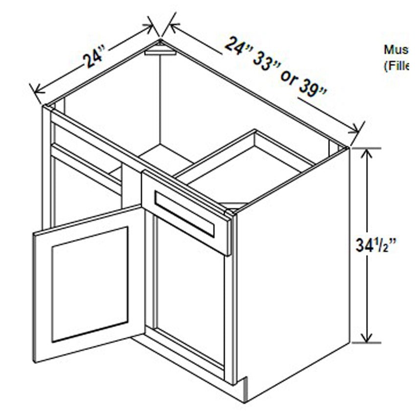 Blind Base Corner Cabinet - 33W x 34 - 1/2H x 24D - Aspen White - BUILDMYPLACE