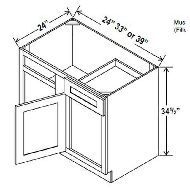 Blind Base Corner Cabinet - 33W x 34 - 1/2H x 24D - Aspen White - BUILDMYPLACE