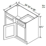 Blind Base Corner Cabinet - 33W x 34 - 1/2H x 24D - Aspen White - RTA - BUILDMYPLACE