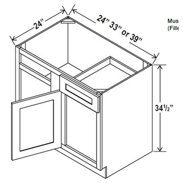 Blind Base Corner Cabinet - 36W x 34-1/2H x 24D - Aria Shaker Espresso