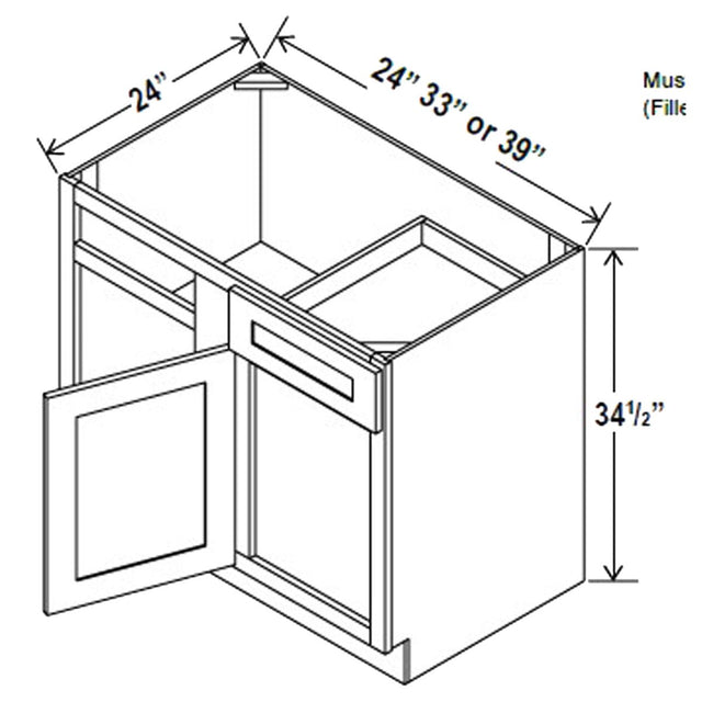 Blind Base Corner Cabinet - 36W x 34 - 1/2H x 24D - Aria Shaker Espresso - BUILDMYPLACE