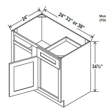 Blind Base Corner Cabinet - 39W x 34-1/2H x 24D - Aria Shaker Espresso